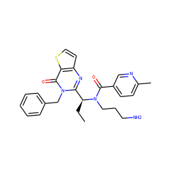 CC[C@@H](c1nc2ccsc2c(=O)n1Cc1ccccc1)N(CCCN)C(=O)c1ccc(C)nc1 ZINC000072116754