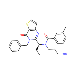CC[C@@H](c1nc2ccsc2c(=O)n1Cc1ccccc1)N(CCCN)C(=O)c1cccc(C)c1 ZINC000072118717