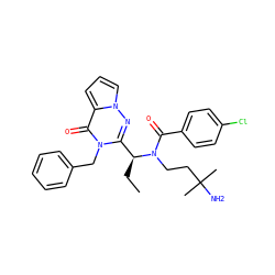 CC[C@@H](c1nn2cccc2c(=O)n1Cc1ccccc1)N(CCC(C)(C)N)C(=O)c1ccc(Cl)cc1 ZINC000036184703