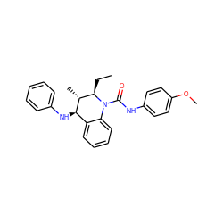 CC[C@@H]1[C@@H](C)[C@H](Nc2ccccc2)c2ccccc2N1C(=O)Nc1ccc(OC)cc1 ZINC000040873898