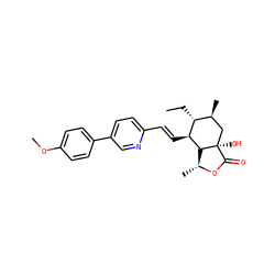 CC[C@@H]1[C@@H](C)C[C@@]2(O)C(=O)O[C@H](C)[C@H]2[C@H]1/C=C/c1ccc(-c2ccc(OC)cc2)cn1 ZINC000084597157