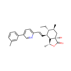 CC[C@@H]1[C@@H](C)C[C@@]2(O)C(=O)O[C@H](C)[C@H]2[C@H]1/C=C/c1ccc(-c2cccc(C)c2)cn1 ZINC000084603991