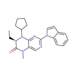 CC[C@@H]1C(=O)N(C)c2cnc(-n3ccc4ccccc43)nc2N1C1CCCC1 ZINC000117883576