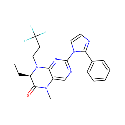 CC[C@@H]1C(=O)N(C)c2cnc(-n3ccnc3-c3ccccc3)nc2N1CCC(F)(F)F ZINC000096272678