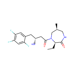 CC[C@@H]1C(=O)NC[C@H](C)CN1C(=O)C[C@H](N)Cc1cc(F)c(F)cc1F ZINC000014958901