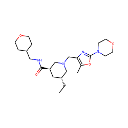 CC[C@@H]1C[C@@H](C(=O)NCC2CCOCC2)CN(Cc2nc(N3CCOCC3)oc2C)C1 ZINC000071341395