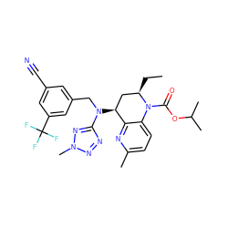 CC[C@@H]1C[C@H](N(Cc2cc(C#N)cc(C(F)(F)F)c2)c2nnn(C)n2)c2nc(C)ccc2N1C(=O)OC(C)C ZINC000084632524