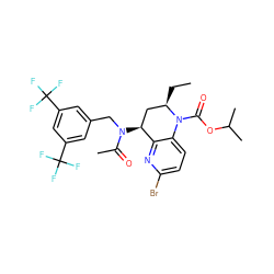 CC[C@@H]1C[C@H](N(Cc2cc(C(F)(F)F)cc(C(F)(F)F)c2)C(C)=O)c2nc(Br)ccc2N1C(=O)OC(C)C ZINC000084635842