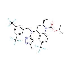 CC[C@@H]1C[C@H](N(Cc2cc(C(F)(F)F)cc(C(F)(F)F)c2)c2cc(C)n[nH]2)c2cc(C(F)(F)F)ccc2N1C(=O)OC(C)C ZINC000084670680