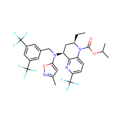 CC[C@@H]1C[C@H](N(Cc2cc(C(F)(F)F)cc(C(F)(F)F)c2)c2cc(C)no2)c2nc(C(F)(F)F)ccc2N1C(=O)OC(C)C ZINC000084633517