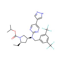 CC[C@@H]1C[C@H](N(Cc2cc(C(F)(F)F)cc(C(F)(F)F)c2)c2ncc(-c3cn[nH]c3)cn2)CN1C(=O)OC(C)C ZINC000116940611