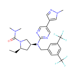 CC[C@@H]1C[C@H](N(Cc2cc(C(F)(F)F)cc(C(F)(F)F)c2)c2ncc(-c3cnn(C)c3)cn2)CN1C(=O)N(C)C ZINC000116941479