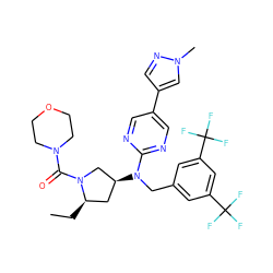 CC[C@@H]1C[C@H](N(Cc2cc(C(F)(F)F)cc(C(F)(F)F)c2)c2ncc(-c3cnn(C)c3)cn2)CN1C(=O)N1CCOCC1 ZINC000116937354