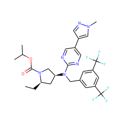 CC[C@@H]1C[C@H](N(Cc2cc(C(F)(F)F)cc(C(F)(F)F)c2)c2ncc(-c3cnn(C)c3)cn2)CN1C(=O)OC(C)C ZINC000043205954