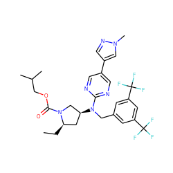CC[C@@H]1C[C@H](N(Cc2cc(C(F)(F)F)cc(C(F)(F)F)c2)c2ncc(-c3cnn(C)c3)cn2)CN1C(=O)OCC(C)C ZINC000116938996