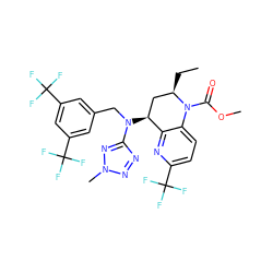 CC[C@@H]1C[C@H](N(Cc2cc(C(F)(F)F)cc(C(F)(F)F)c2)c2nnn(C)n2)c2nc(C(F)(F)F)ccc2N1C(=O)OC ZINC000084635453