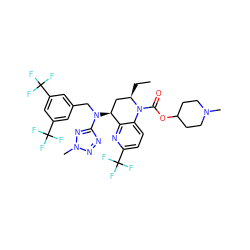 CC[C@@H]1C[C@H](N(Cc2cc(C(F)(F)F)cc(C(F)(F)F)c2)c2nnn(C)n2)c2nc(C(F)(F)F)ccc2N1C(=O)OC1CCN(C)CC1 ZINC000084618884