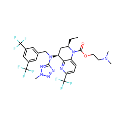 CC[C@@H]1C[C@H](N(Cc2cc(C(F)(F)F)cc(C(F)(F)F)c2)c2nnn(C)n2)c2nc(C(F)(F)F)ccc2N1C(=O)OCCN(C)C ZINC000084596324
