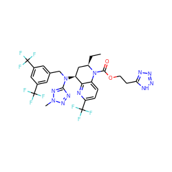 CC[C@@H]1C[C@H](N(Cc2cc(C(F)(F)F)cc(C(F)(F)F)c2)c2nnn(C)n2)c2nc(C(F)(F)F)ccc2N1C(=O)OCCc1nnn[nH]1 ZINC000084619471