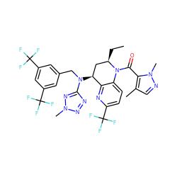 CC[C@@H]1C[C@H](N(Cc2cc(C(F)(F)F)cc(C(F)(F)F)c2)c2nnn(C)n2)c2nc(C(F)(F)F)ccc2N1C(=O)c1c(C)cnn1C ZINC000084586552