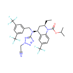 CC[C@@H]1C[C@H](N(Cc2cc(C(F)(F)F)cc(C(F)(F)F)c2)c2nnn(CC#N)n2)c2cc(C(F)(F)F)ccc2N1C(=O)OC(C)C ZINC000084669491