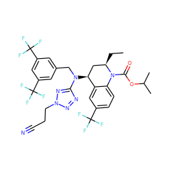 CC[C@@H]1C[C@H](N(Cc2cc(C(F)(F)F)cc(C(F)(F)F)c2)c2nnn(CCC#N)n2)c2cc(C(F)(F)F)ccc2N1C(=O)OC(C)C ZINC000068045427