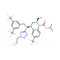 CC[C@@H]1C[C@H](N(Cc2cc(C(F)(F)F)cc(C(F)(F)F)c2)c2nnn(CCCl)n2)c2cc(C(F)(F)F)ccc2N1C(=O)OC(C)C ZINC000084758782