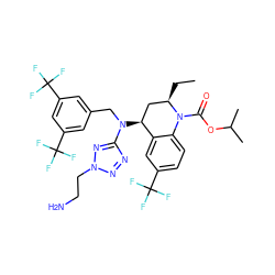 CC[C@@H]1C[C@H](N(Cc2cc(C(F)(F)F)cc(C(F)(F)F)c2)c2nnn(CCN)n2)c2cc(C(F)(F)F)ccc2N1C(=O)OC(C)C ZINC000068045428