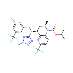 CC[C@@H]1C[C@H](N(Cc2cc(Cl)cc(C(F)(F)F)c2)c2nnn(C)n2)c2nc(C(F)(F)F)ccc2N1C(=O)OC(C)C ZINC000084635374