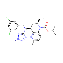CC[C@@H]1C[C@H](N(Cc2cc(Cl)cc(Cl)c2)c2nnn(C)n2)c2nc(C)ccc2N1C(=O)OC(C)C ZINC000084632527