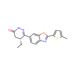 CC[C@@H]1CC(=O)NN=C1c1ccc2nc(-c3ccc(C)s3)oc2c1 ZINC000139417014
