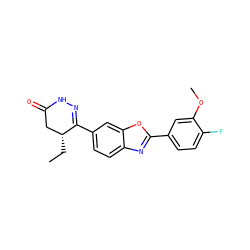 CC[C@@H]1CC(=O)NN=C1c1ccc2nc(-c3ccc(F)c(OC)c3)oc2c1 ZINC000139783773