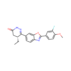CC[C@@H]1CC(=O)NN=C1c1ccc2nc(-c3ccc(OC)c(F)c3)oc2c1 ZINC000168870384