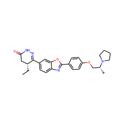 CC[C@@H]1CC(=O)NN=C1c1ccc2nc(-c3ccc(OC[C@@H](C)N4CCCC4)cc3)oc2c1 ZINC000168597283