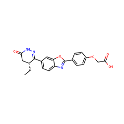 CC[C@@H]1CC(=O)NN=C1c1ccc2nc(-c3ccc(OCC(=O)O)cc3)oc2c1 ZINC000168918880