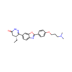 CC[C@@H]1CC(=O)NN=C1c1ccc2nc(-c3ccc(OCCCN(C)C)cc3)oc2c1 ZINC000168889972