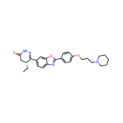 CC[C@@H]1CC(=O)NN=C1c1ccc2nc(-c3ccc(OCCCN4CCCCC4)cc3)oc2c1 ZINC000139337740