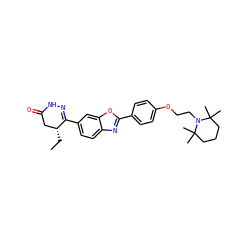 CC[C@@H]1CC(=O)NN=C1c1ccc2nc(-c3ccc(OCCN4C(C)(C)CCCC4(C)C)cc3)oc2c1 ZINC000139533412