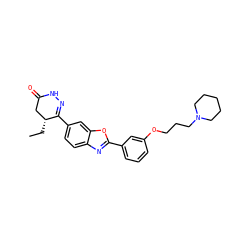 CC[C@@H]1CC(=O)NN=C1c1ccc2nc(-c3cccc(OCCCN4CCCCC4)c3)oc2c1 ZINC000168467687