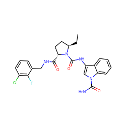 CC[C@@H]1CC[C@@H](C(=O)NCc2cccc(Cl)c2F)N1C(=O)Nc1cn(C(N)=O)c2ccccc12 ZINC000148158014