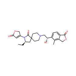 CC[C@@H]1CC2(CCN(C[C@@H](O)c3ccc4c(c3C)COC4=O)CC2)C(=O)N1C1=CC(=O)OC1 ZINC000220386998