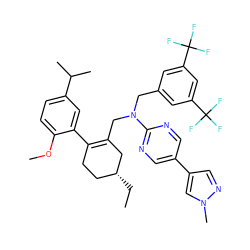 CC[C@@H]1CCC(c2cc(C(C)C)ccc2OC)=C(CN(Cc2cc(C(F)(F)F)cc(C(F)(F)F)c2)c2ncc(-c3cnn(C)c3)cn2)C1 ZINC001772636020
