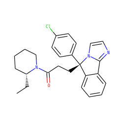 CC[C@@H]1CCCCN1C(=O)CC[C@]1(c2ccc(Cl)cc2)c2ccccc2-c2nccn21 ZINC000072109101