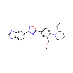CC[C@@H]1CCCCN1c1ccc(-c2nc(-c3ccc4[nH]cnc4c3)no2)cc1COC ZINC000118839488