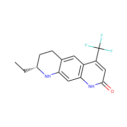 CC[C@@H]1CCc2cc3c(C(F)(F)F)cc(=O)[nH]c3cc2N1 ZINC000013581061