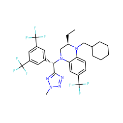 CC[C@@H]1CN([C@@H](c2cc(C(F)(F)F)cc(C(F)(F)F)c2)c2nnn(C)n2)c2cc(C(F)(F)F)ccc2N1CC1CCCCC1 ZINC000049792038