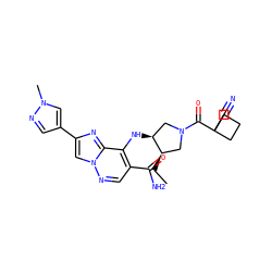 CC[C@@H]1CN(C(=O)C2(C#N)CCC2)C[C@@H]1Nc1c(C(N)=O)cnn2cc(-c3cnn(C)c3)nc12 ZINC001772641717