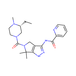 CC[C@@H]1CN(C(=O)N2Cc3c(NC(=O)c4ccccn4)n[nH]c3C2(C)C)CCN1C ZINC000114180958
