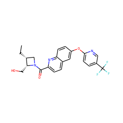 CC[C@@H]1CN(C(=O)c2ccc3cc(Oc4ccc(C(F)(F)F)cn4)ccc3n2)[C@@H]1CO ZINC001772637778