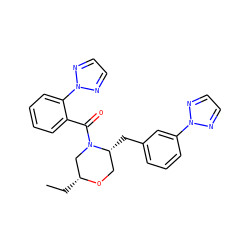 CC[C@@H]1CN(C(=O)c2ccccc2-n2nccn2)[C@H](Cc2cccc(-n3nccn3)c2)CO1 ZINC001772628227